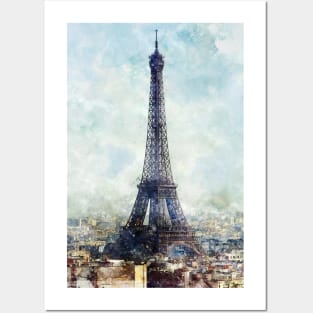 Paris watercolor paint design Posters and Art